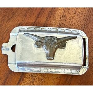 Vintage Longhorn Steer Belt Buckle PAT PEND Western Cowboy Rodeo Texas
